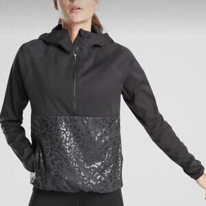 ATHLETA Black Cheetah Endurance Hybrid Running Active Pullover Jacket Size Small